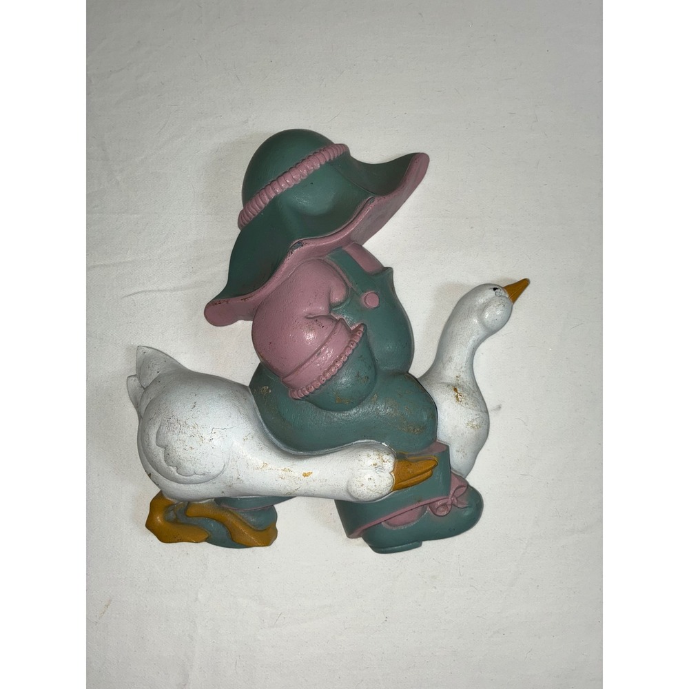 Vintage 1988 Burwood Girl Geese Wall Plaque 2865-2B Cottagecore Country Decor